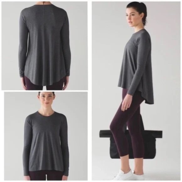 Lululemon Acadia Long Sleeve Heathered Pitch Grey Size 4 - Picture 1 of 10